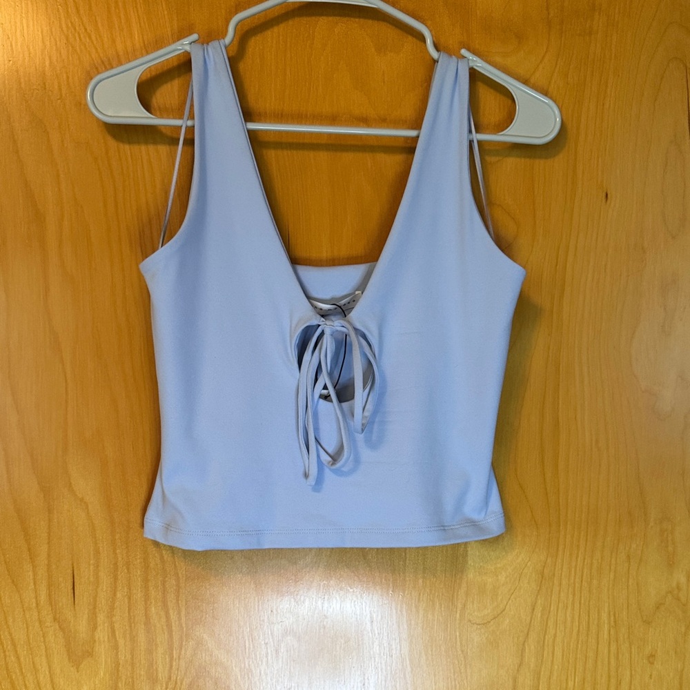 Susana Monaco Light Blue Tie-Front Tank Top
